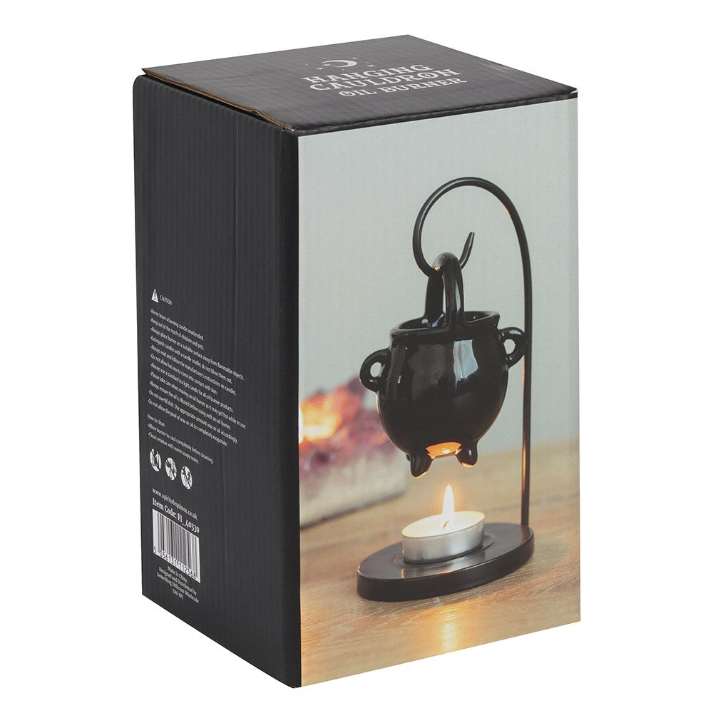 Black Hanging Cauldron Oil Burner - Crystal Nest