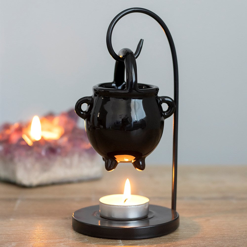 Black Hanging Cauldron Oil Burner - Crystal Nest