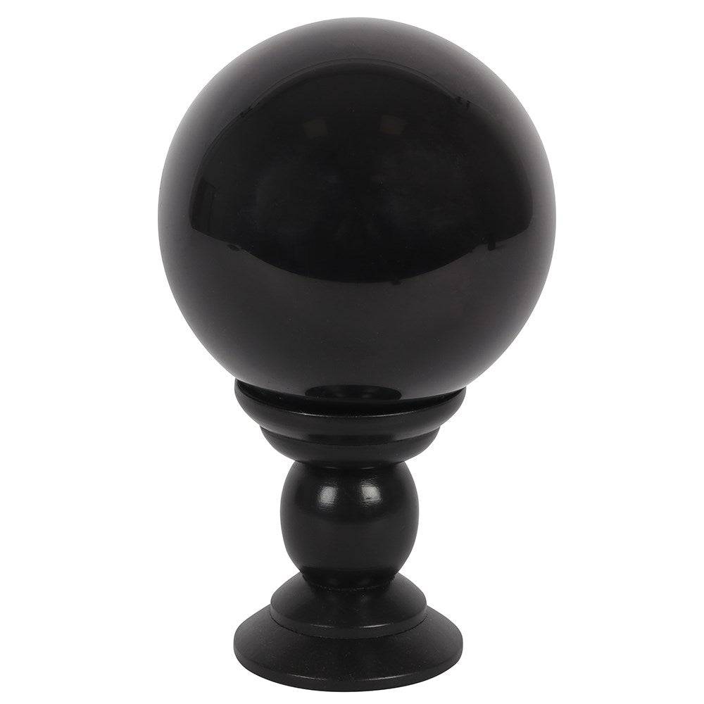 Black Crystal Ball on Black Stand - 130mm - Crystal Nest