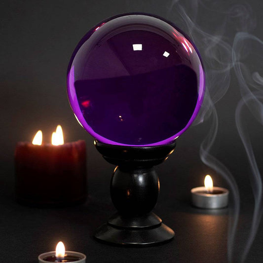 Purple Crystal Ball on Black Stand - 130mm - Crystal Nest