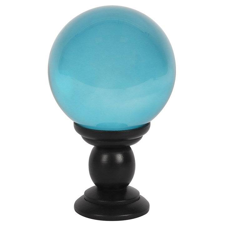 Blue Crystal Ball on Black Stand - 130mm - Crystal Nest