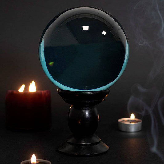 Blue Crystal Ball on Black Stand - 130mm - Crystal Nest