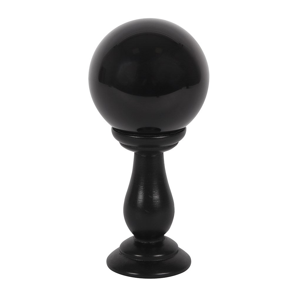 Black Crystal Ball on Black Stand - 90mm - Crystal Nest