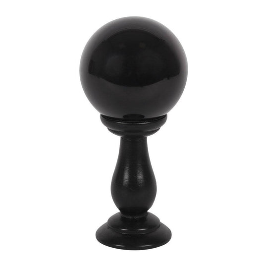 Black Crystal Ball on Black Stand - 90mm - Crystal Nest