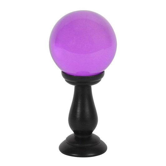 Purple Crystal Ball on Black Stand - 90mm - Crystal Nest