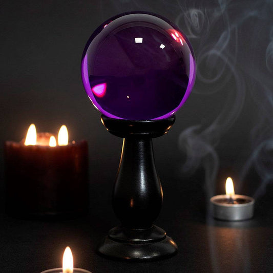 Purple Crystal Ball on Black Stand - 90mm - Crystal Nest