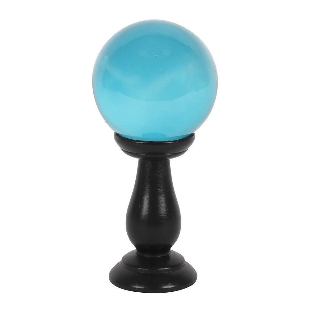 Blue Crystal Ball on Black Stand - 90mm - Crystal Nest