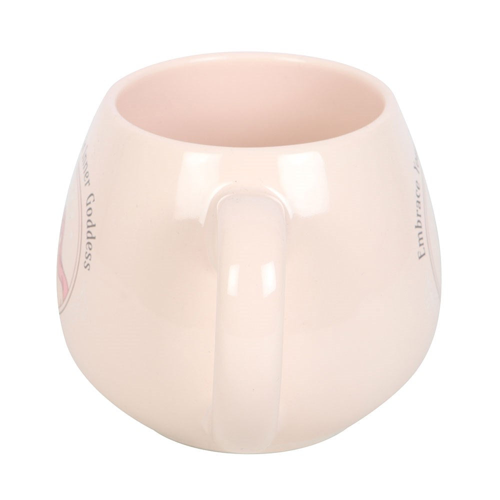 Embrace Your Inner Goddess Rounded Mug – Feminine Pastel Pink Coffee & Tea Cup - Crystal Nest