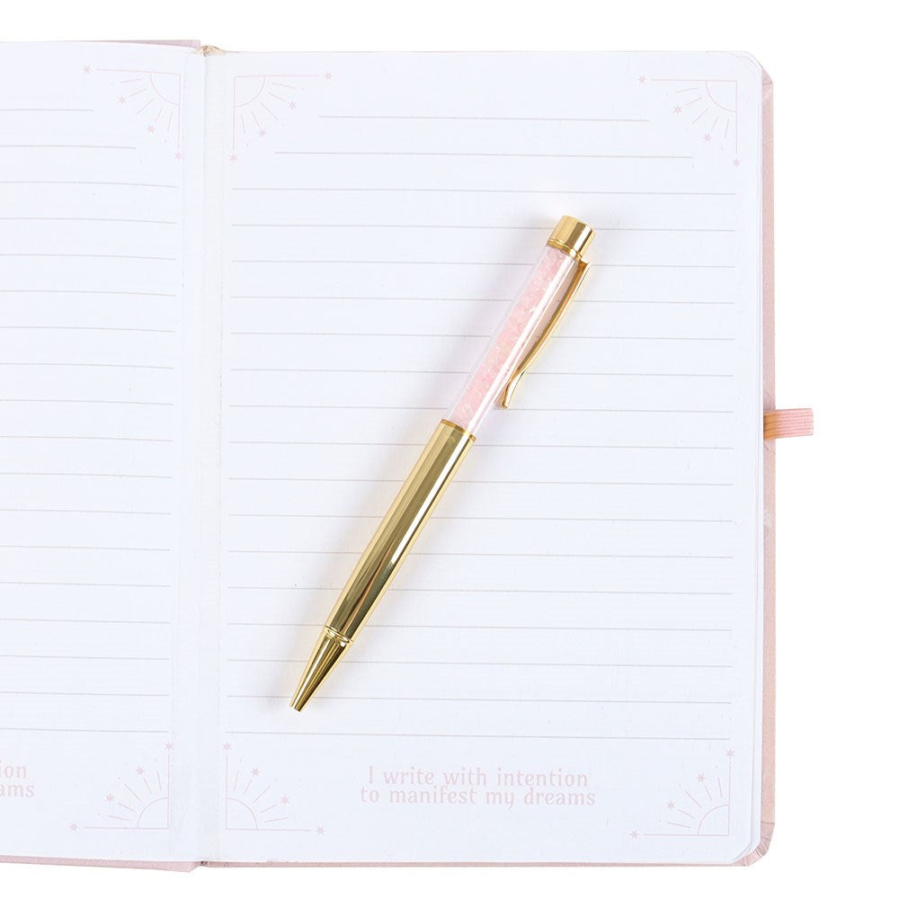 Goddess Energy A5 Manifestation Journal & Rose Quartz Crystal Pen - Crystal Nest