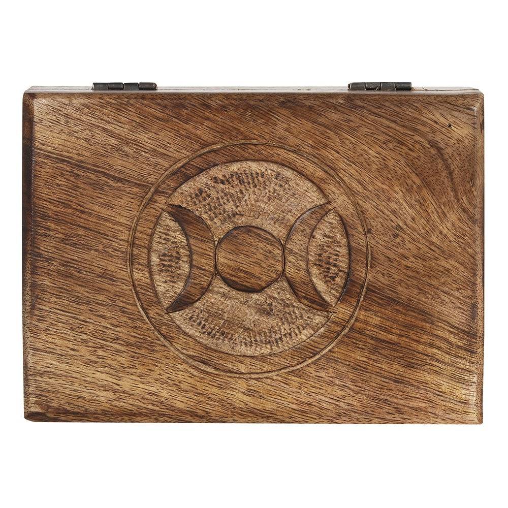 Triple Moon Wooden Tarot Storage Box - Crystal Nest
