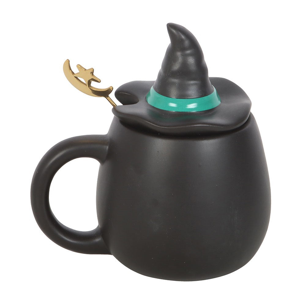 Bad Witch Mug with Hat Lid & Moon Spoon | Witchy Gift for Tea & Coffee Lovers