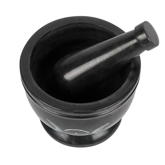 Soapstone Triple Moon Pestle & Mortar | Witch’s Kitchen Ritual Tool - Crystal Nest