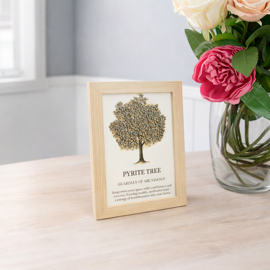Pyrite Tree of Life Gemstone Picture | Framed Crystal Art – Guardian of Abundance - Crystal Nest