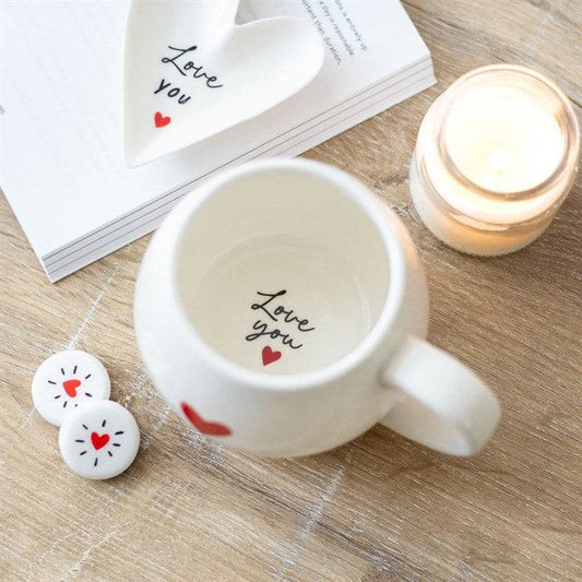 Heart Mug with Hidden 'Love You' Message - Crystal Nest