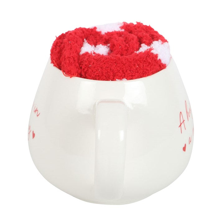 Hug in a Mug White Mug & Heart Socks Gift Set - Crystal Nest