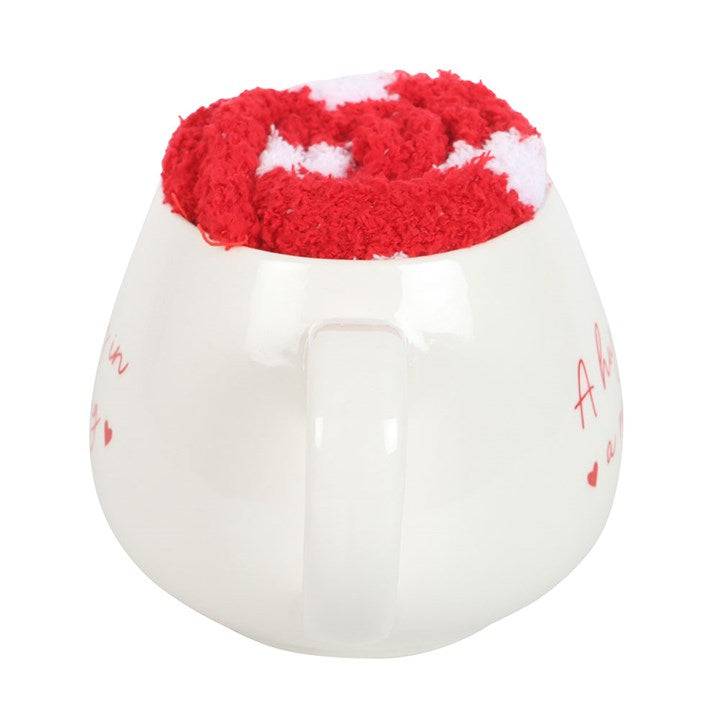 Hug in a Mug White Mug & Heart Socks Gift Set - Crystal Nest