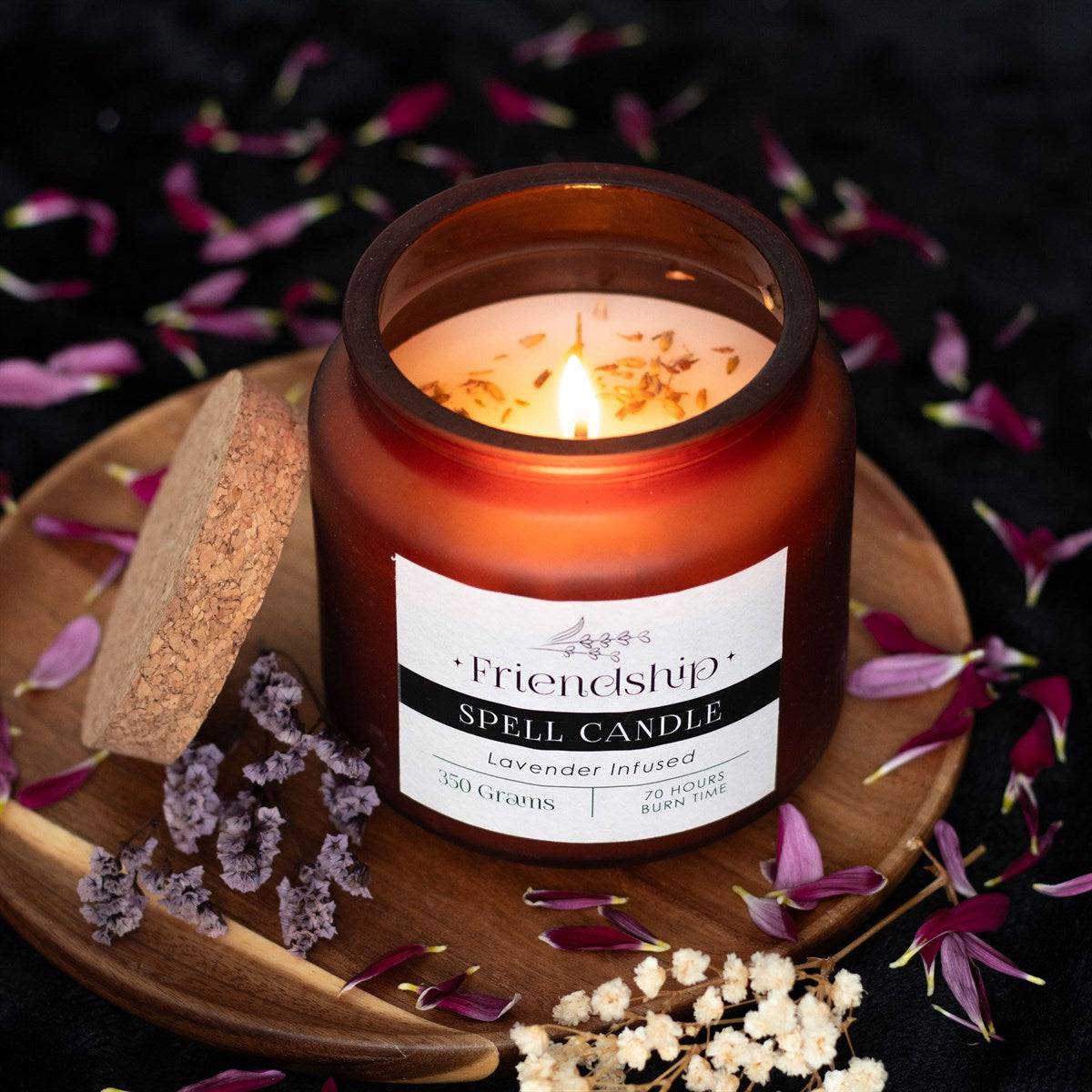 Lavender Infused Friendship Spell Candle - Crystal Nest