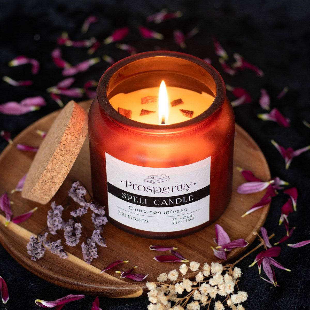 Cinnamon Infused Prosperity Spell Candle - Crystal Nest