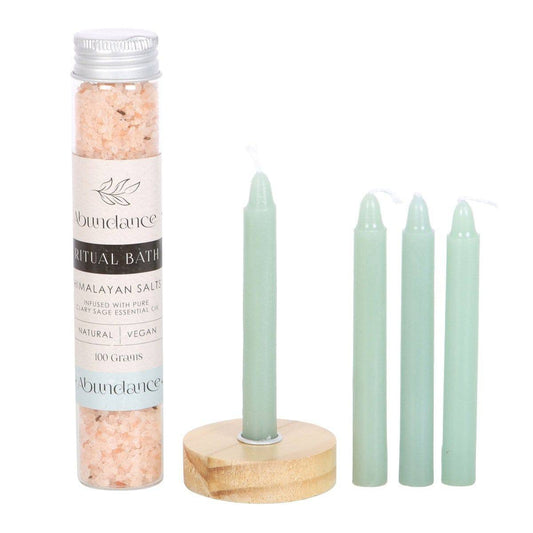 Abundance Herbal Ritual Bath Salt and Candle Kit - Crystal Nest