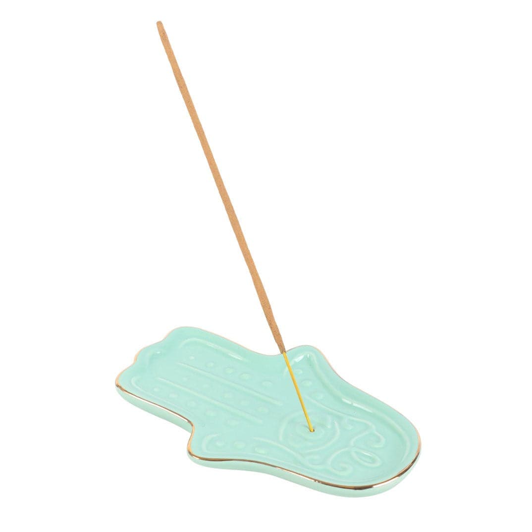 Turquoise Hamsa Hand Incense Stick Holder - Crystal Nest