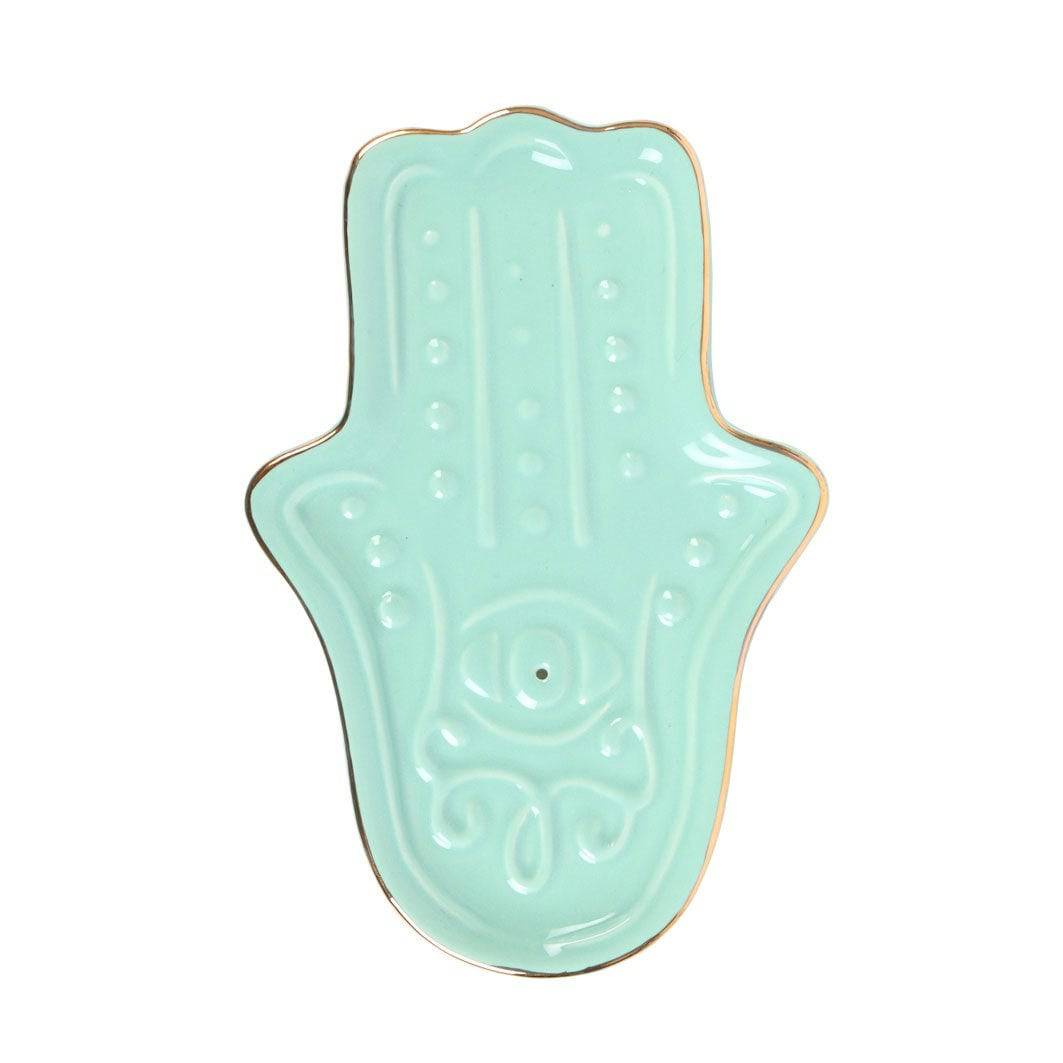 Turquoise Hamsa Hand Incense Stick Holder - Crystal Nest