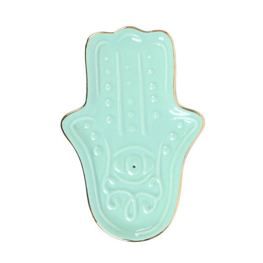 Turquoise Hamsa Hand Incense Stick Holder - Crystal Nest