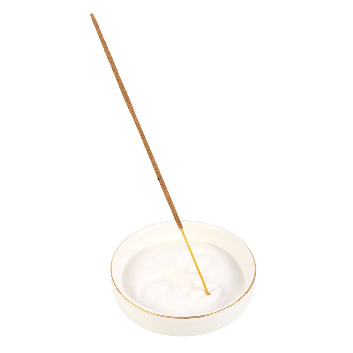 White Moon Face Incense Stick Holder - Crystal Nest