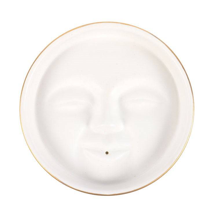 White Moon Face Incense Stick Holder - Crystal Nest