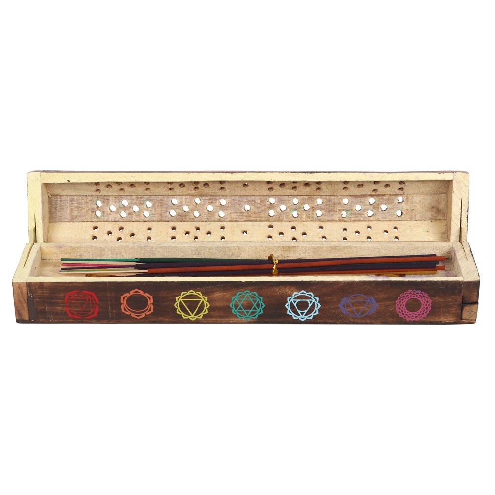 Chakra Incense Box Gift Set | Holder and Storage for Sticks & Cones - Crystal Nest