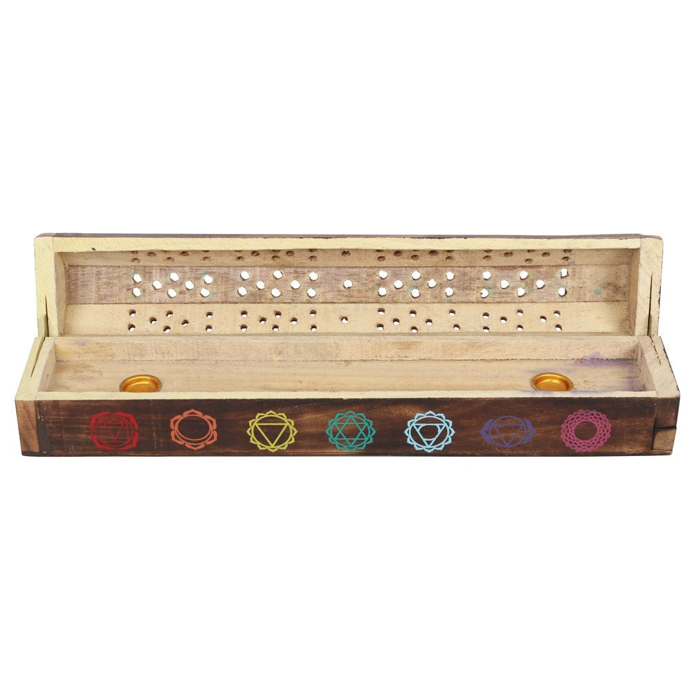 Chakra Incense Box Gift Set | Holder and Storage for Sticks & Cones - Crystal Nest