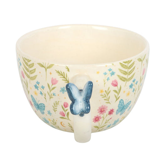 Luna Bloom Butterfly Handle Floral Mug - Crystal Nest