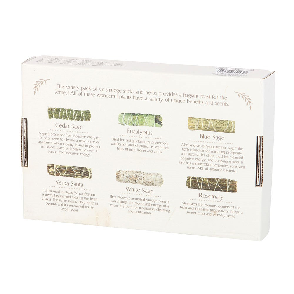 Sage Smudge Stick Variety Set | 6 Sacred Herbs for Cleansing, Protection & Prosperity - Crystal Nest