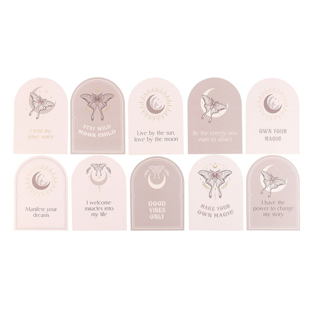 Luna Moth Affirmation Cards with Wooden Stand - Crystal Nest