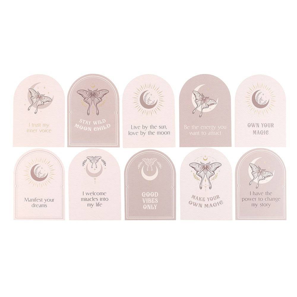 Luna Moth Affirmation Cards with Wooden Stand - Crystal Nest
