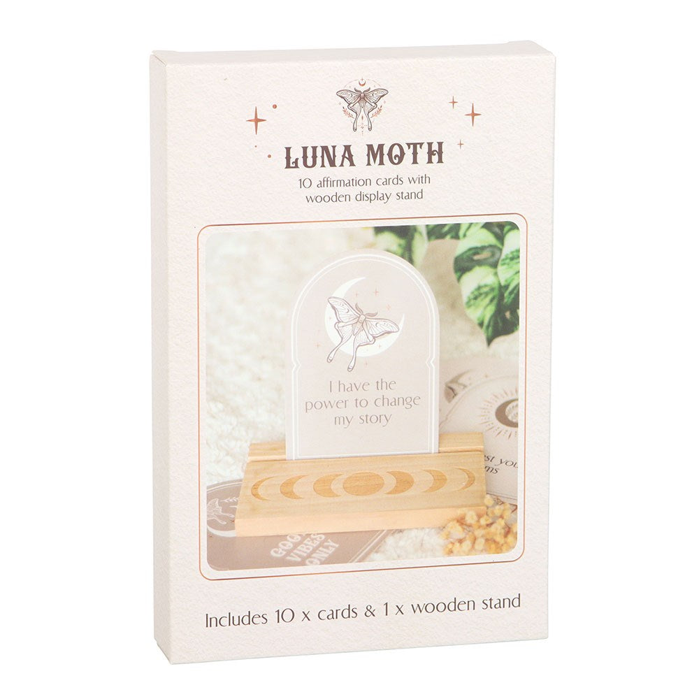 Luna Moth Affirmation Cards with Wooden Stand - Crystal Nest