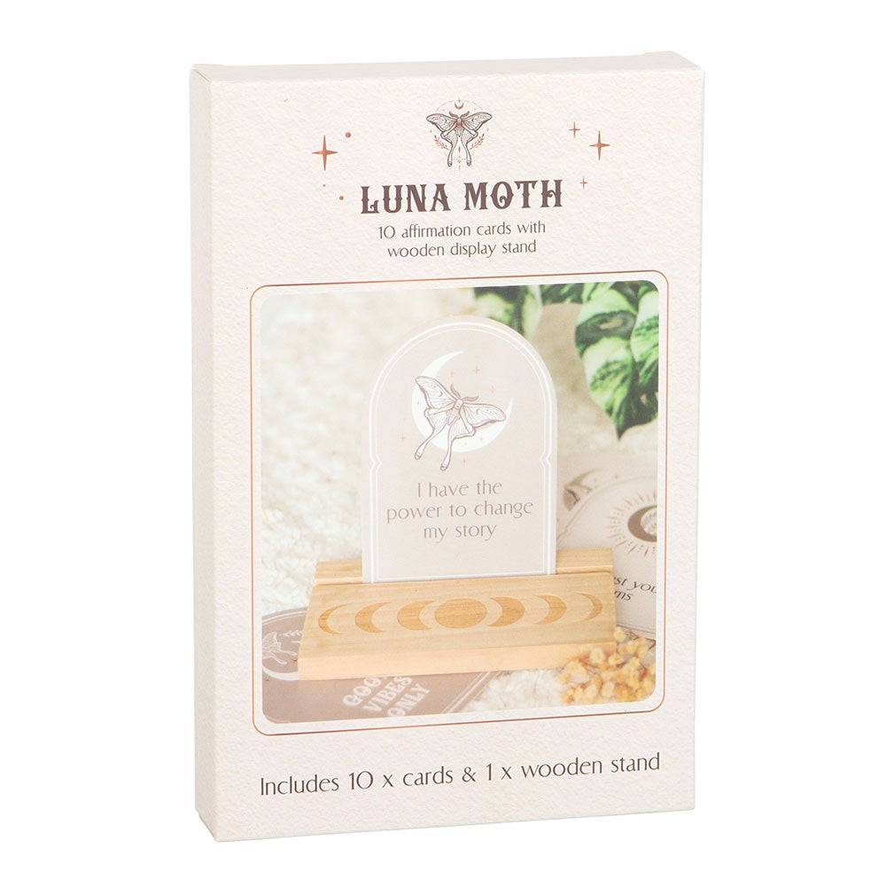 Luna Moth Affirmation Cards with Wooden Stand - Crystal Nest