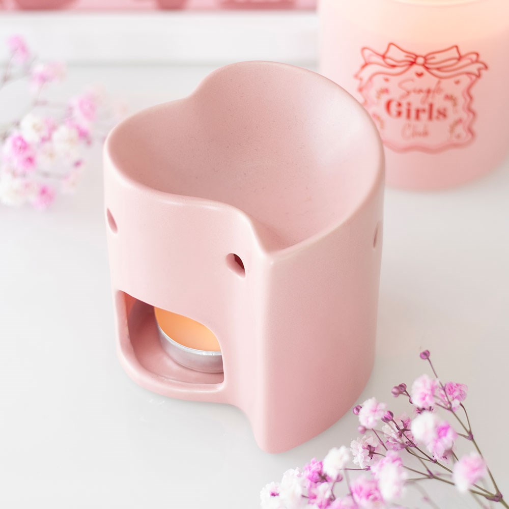 Pink Ceramic Heart Oil Burner - Crystal Nest