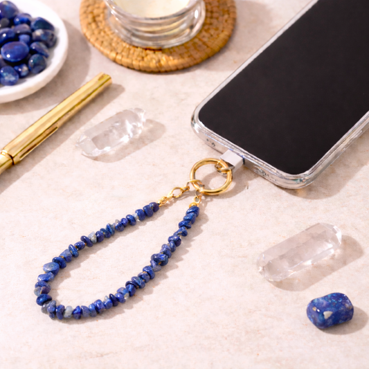 Lapis Lazuli Crystal Phone & Wrist Charm | Wisdom & Protection Strap - Crystal Nest