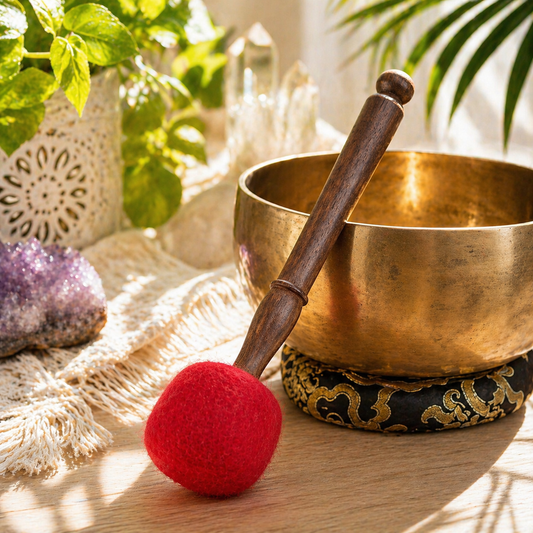 Large Felted Singing Bowl Mallet | 23cm Gong Stick - Crystal Nest