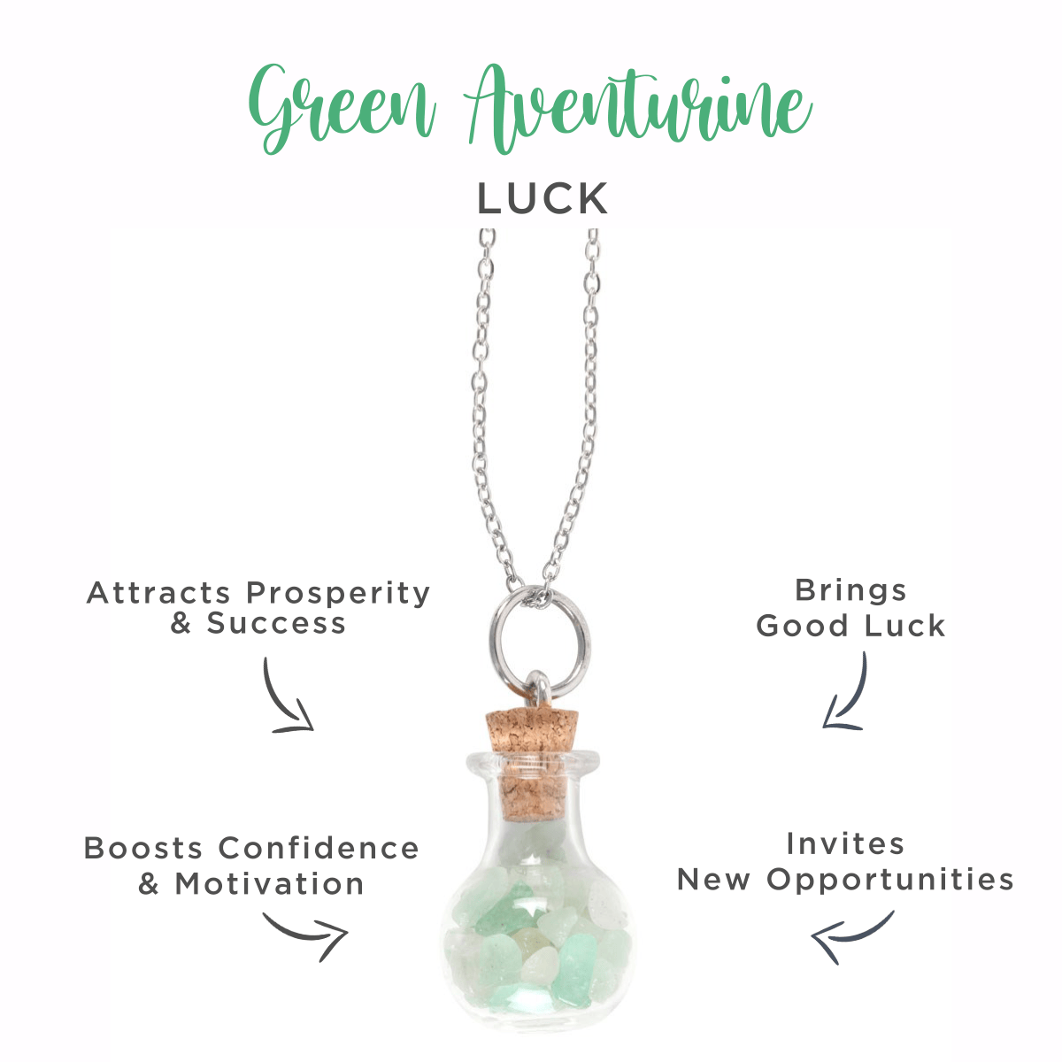 Luck Necklace – Bottled Green Aventurine Crystal Chips - Crystal Nest