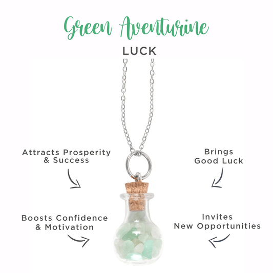 Luck Necklace – Bottled Green Aventurine Crystal Chips - Crystal Nest