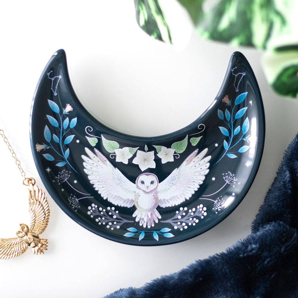 Night Owl Crescent Moon Trinket Dish - Crystal Nest