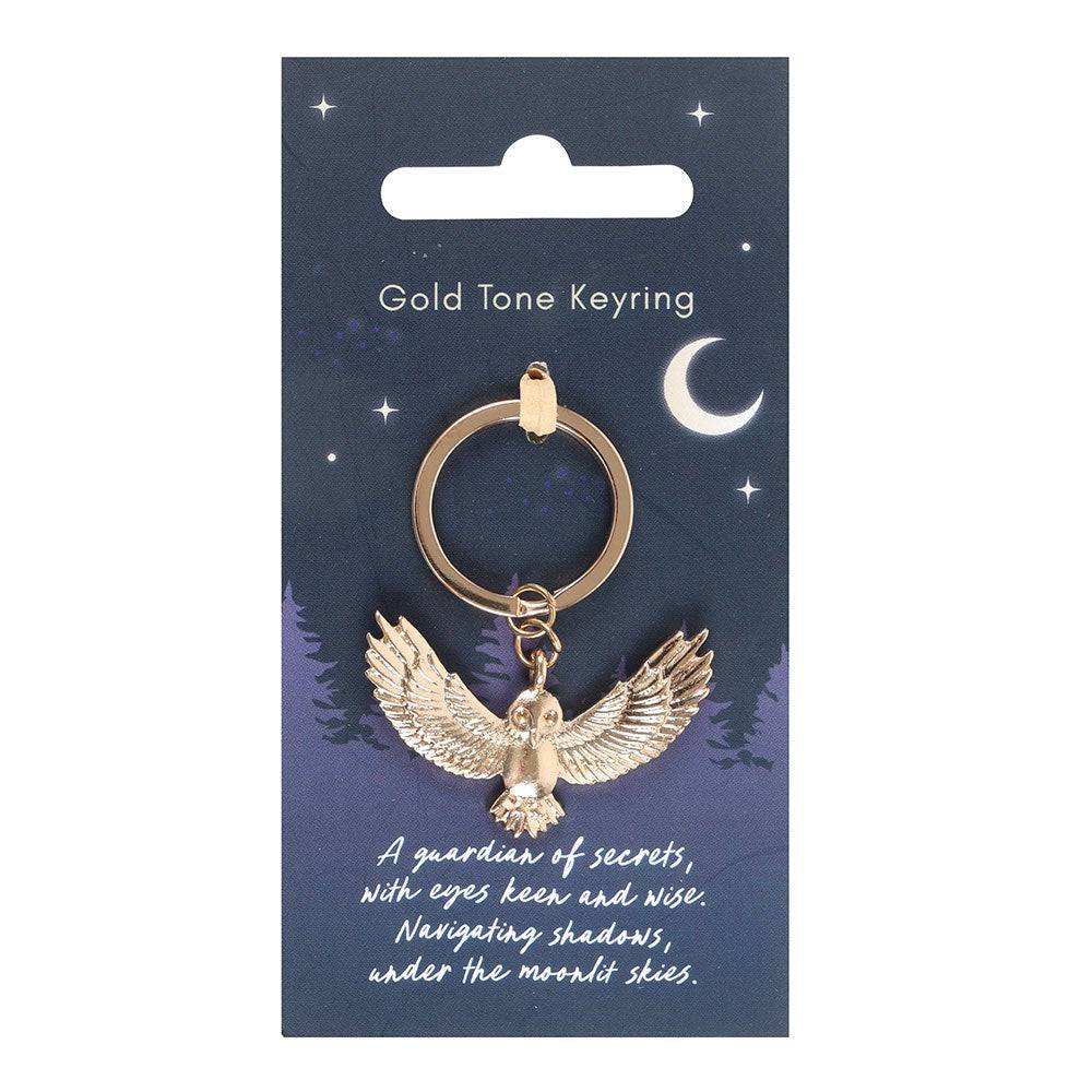 Gold Night Owl Keyring - Crystal Nest