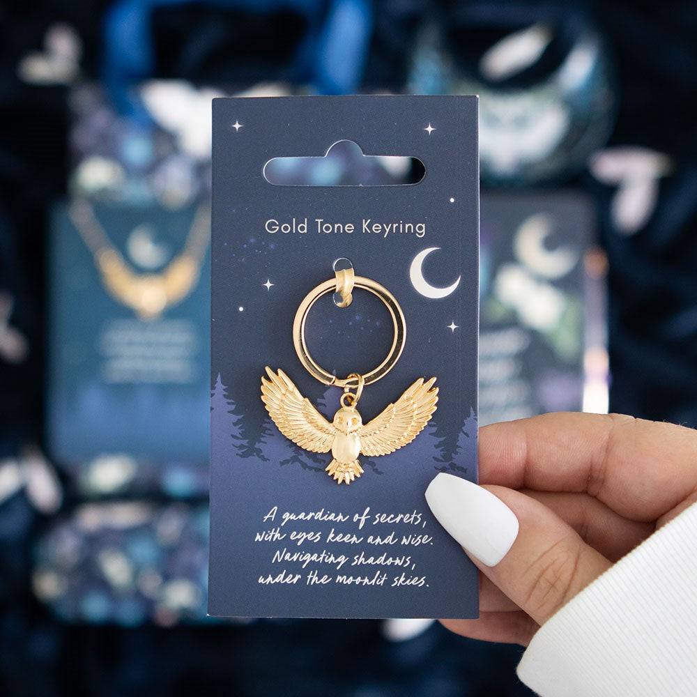 Gold Night Owl Keyring - Crystal Nest