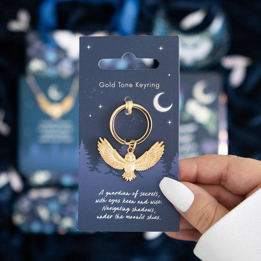 Gold Night Owl Keyring - Crystal Nest