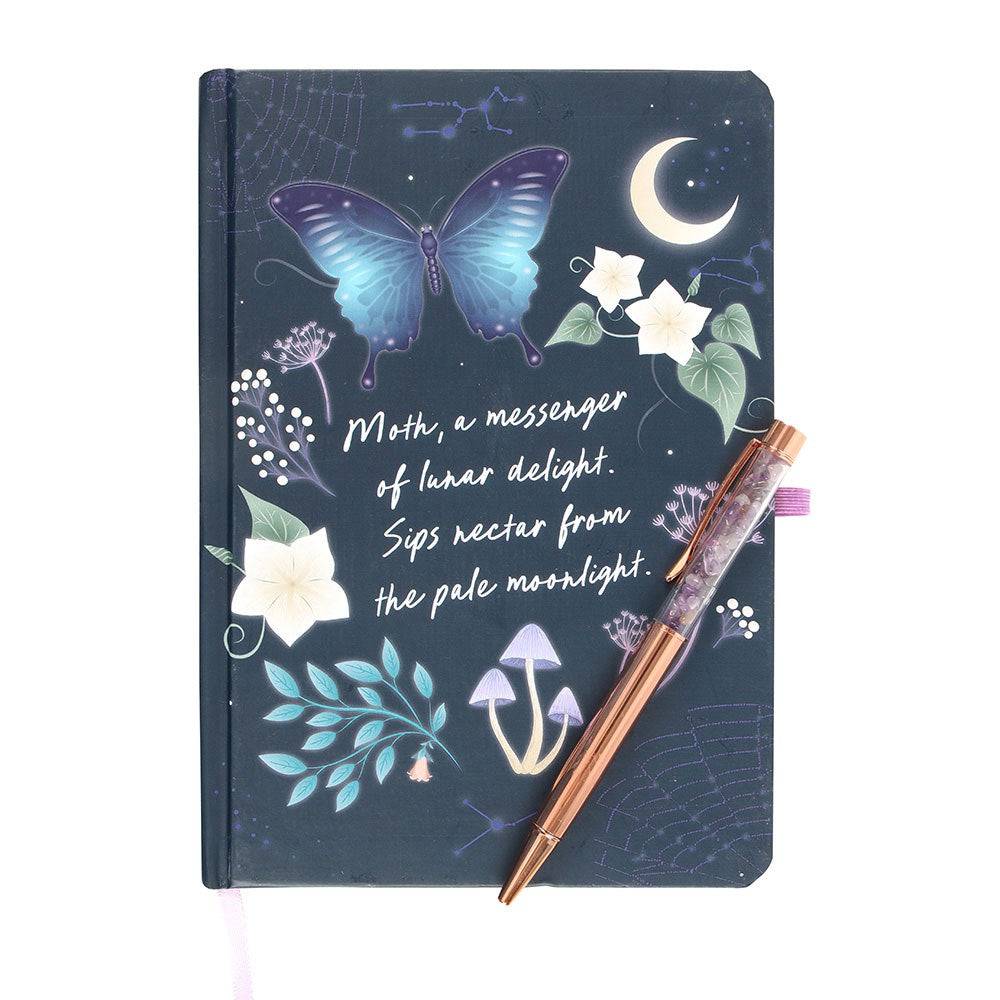 Midnight Moth Journal with Amethyst Pen - Crystal Nest