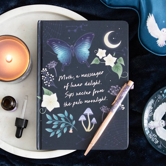Midnight Moth Journal with Amethyst Pen - Crystal Nest