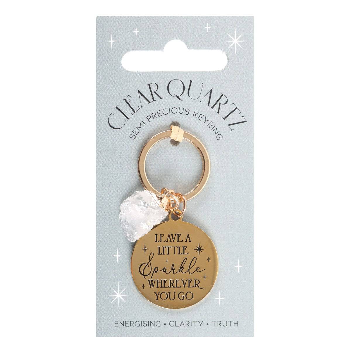 Leave a Little Sparkle - Clear Quartz Crystal Keyring - Crystal Nest