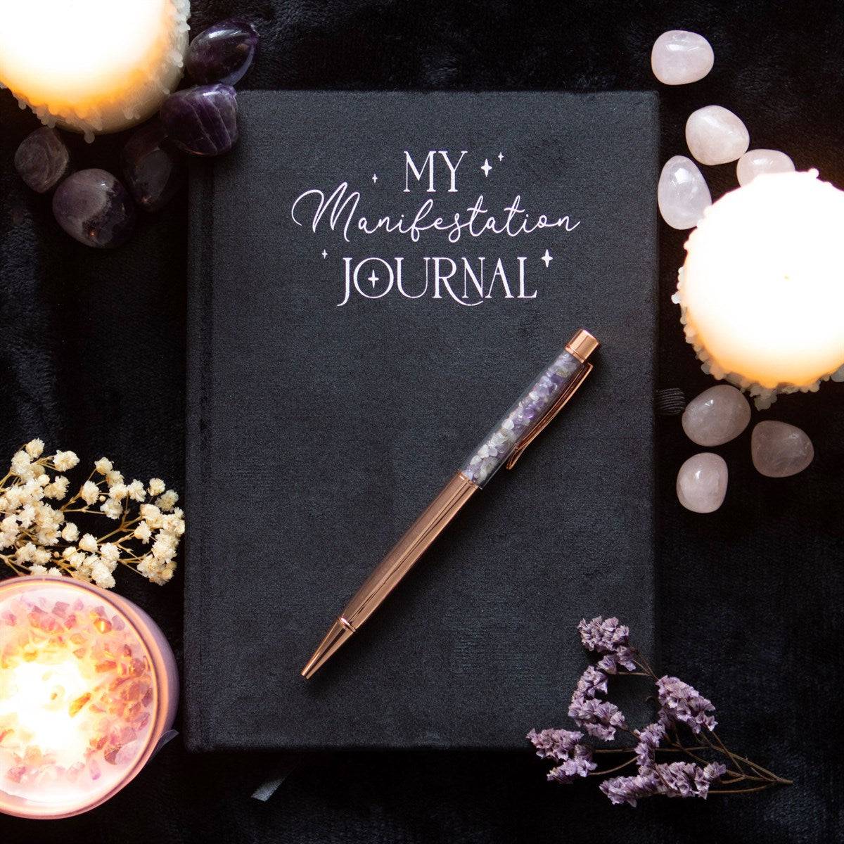 Manifestation Journal with Amethyst Pen - Crystal Nest