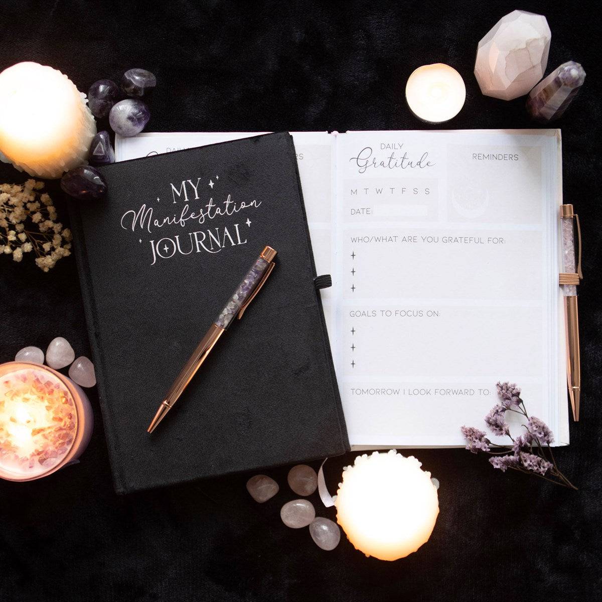 Manifestation Journal with Amethyst Pen - Crystal Nest